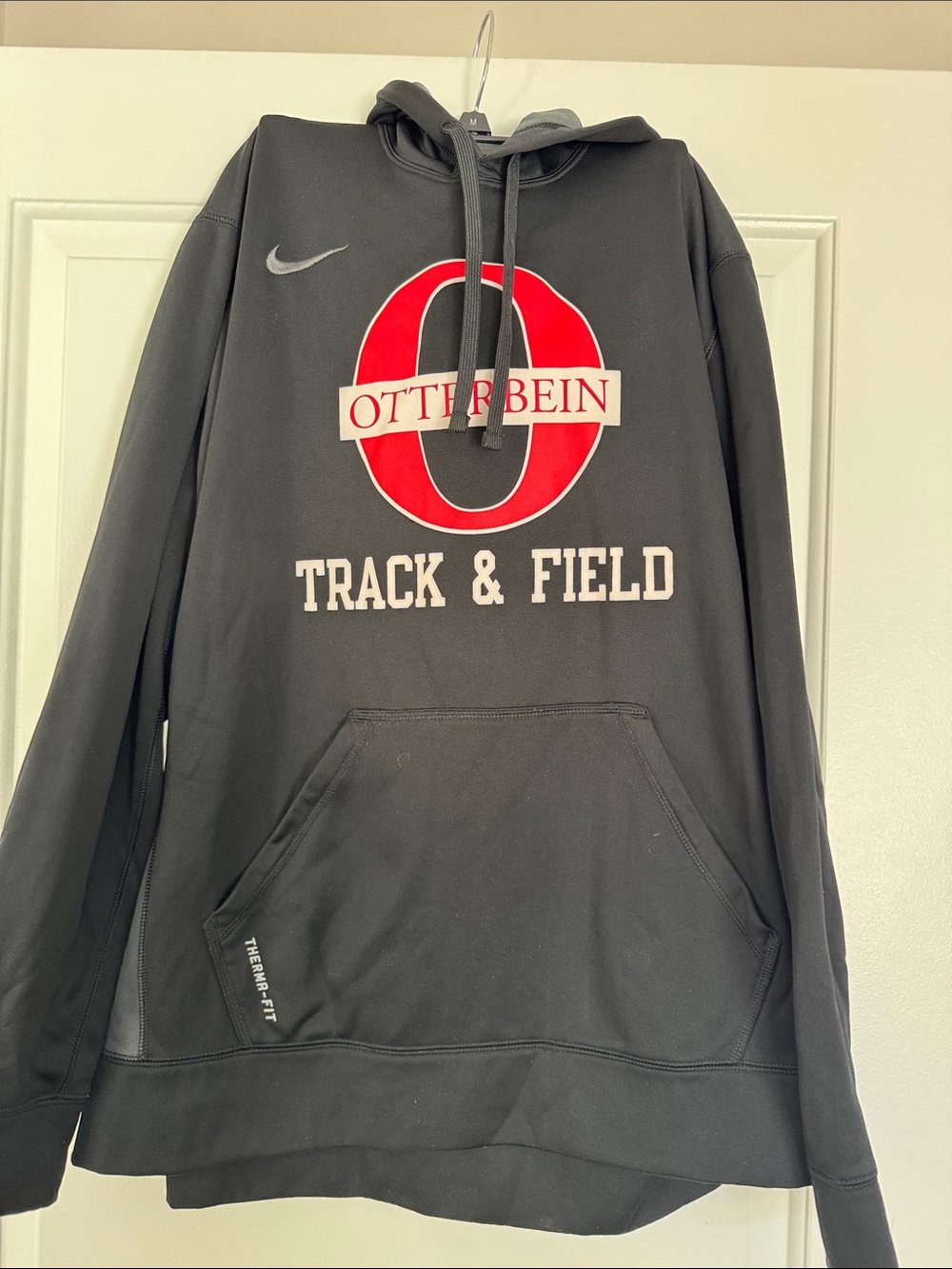 Nike Black Crewneck Hoodie with Red Otterbein Logo
